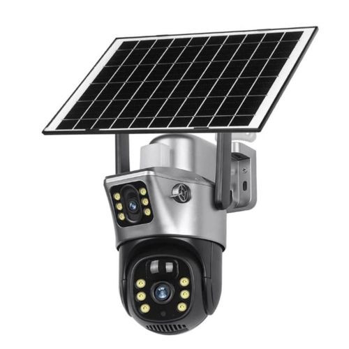 Solar Powered Dual Lens Cctv 4G Simcard Rotational Camera